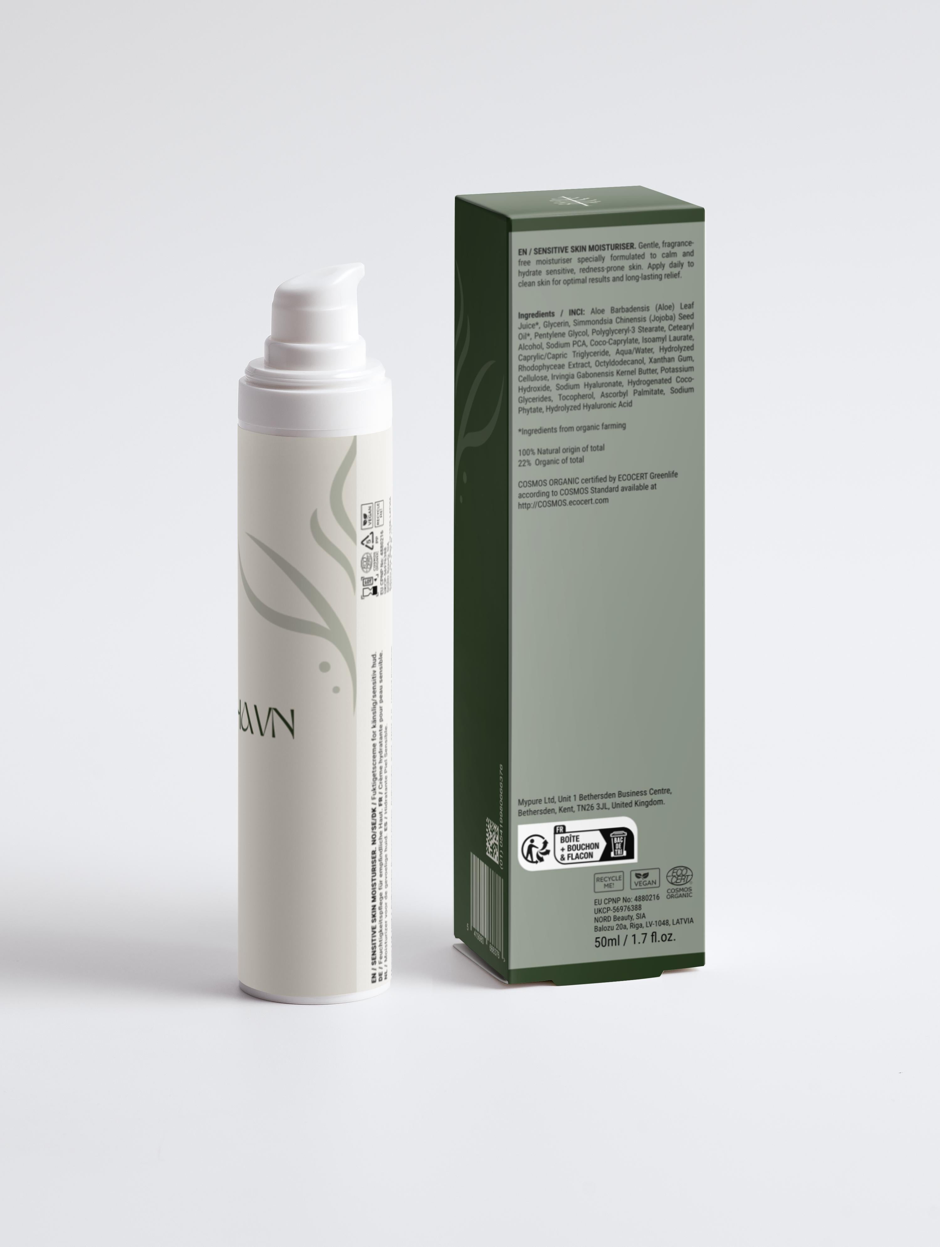 TheNordhavn Moisturiser ingrediënten achterkant verpakking Ecocert Organic
