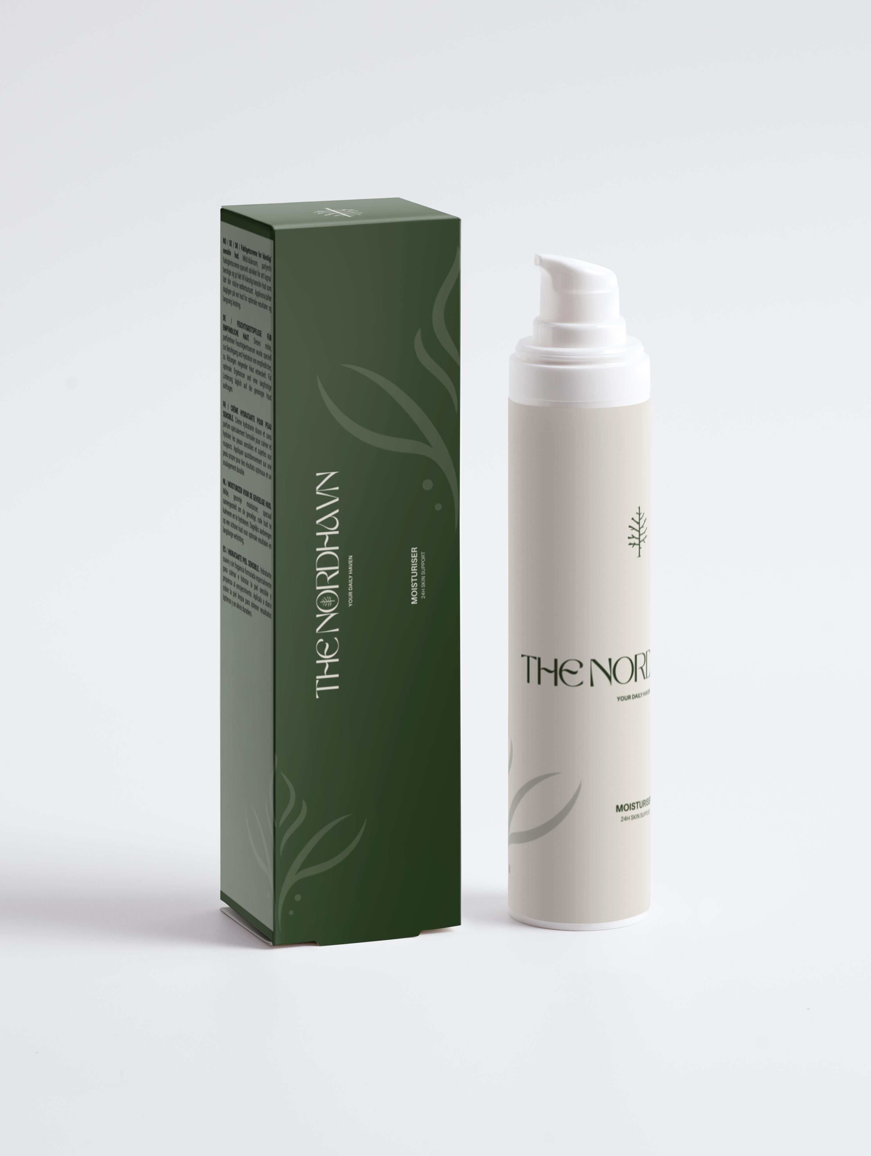 TheNordhavn Moisturiser 24h Skin Support voorkant met doos vegan